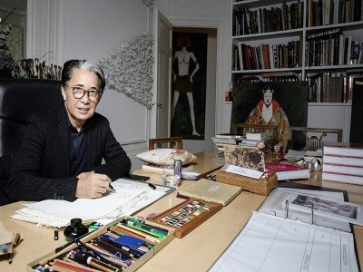 Le créateur de mode japonais Kenzo Takada à son domicile à Paris le 9 janvier 2019 - JOEL SAGET [AFP]