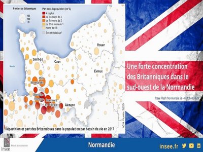 Une étude de l'INSEE parue mardi 6 octobre révèle que 7 300 ressortissants Britanniques résident en Normandie, loin derrière la Nouvelle-Aquitaine. - INSEE