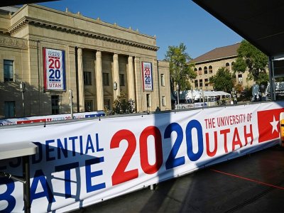 Kingsbury Hall, le site du débat entre les candidats à la vice-présidence américaine, le 5 octobre 2020 à Salt Lake City, dans l'Utah - Eric BARADAT [AFP/Archives]