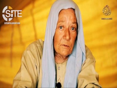 Captuyre d'écran d'une vidéo publiée le 13 juin 2018 par SITE, spécialisé dans la surveillance des groupes jihadistes, montrant Sophie Pétronin, otage française au Mali - - [SITE INTELLIGENCE GROUP/AFP/Archives]