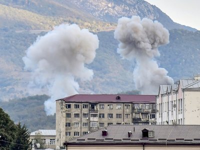 Bombardements à Stepanakert, le 9 octobre 2020 au Nagorny-Karabakh - ARIS MESSINIS [AFP]