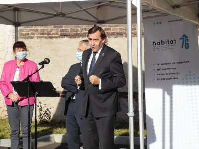 Bertrand Bellanger, le président du Département de Seine-Maritime, a salué le travail d'Habitat 76 et des architectes. - Guillaume Lemoine