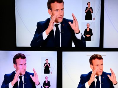 Emmanuel Macron lors d'un entretien télévisé à l'Elysée sur la situation du Covid-19 en France, à Paris le 14 octobre 2020 - Christophe ARCHAMBAULT [AFP/Archives]