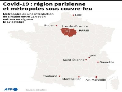 Covid-19 : région parisienne et métropoles sous couvre-feu - Robin BJALON [AFP]
