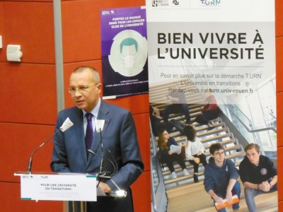 Le préfet de la Seine-Maritime, Pierre-André Durand, a félicité l'engagement de l'université Rouen Normandie jeudi 15 octobre. - Guillaume Lemoine