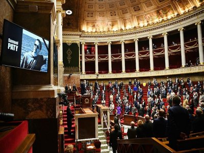 Minute de silence à l'Assemblée en mémoire de Samuel Paty, à Paris le 20 octobre 2020 - Christophe ARCHAMBAULT [AFP]