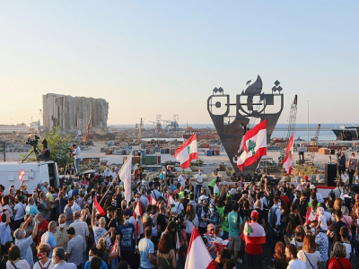 Manifestation pour le premier anniversaire du soulèvement populaire, le 17 octobre 2020 à Beyrouth - ANWAR AMRO [AFP/Archives]