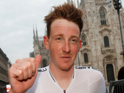 Le Britannique Tao Geoghegan Hart (Ineos) vainqueur du Tour d'Italie, le 25 octobre 2020 à Milan - Luca Bettini [AFP]