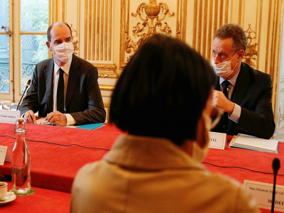 Le Premier ministre Jean Castex reçoit les partenaires sociaux, le 26 octobre 2020 à Paris - GEOFFROY VAN DER HASSELT [AFP]
