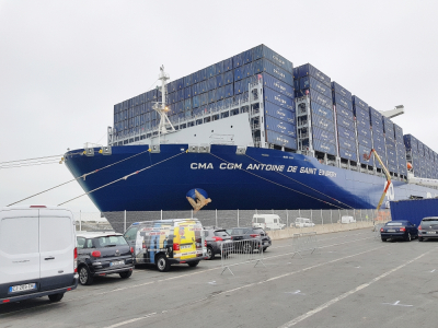 Le CMA CGM Antoine de Saint Exupéry, baptisé au Havre en 2018, inaugurera les nouvelles rotations avec l'Asie, le 13 décembre.