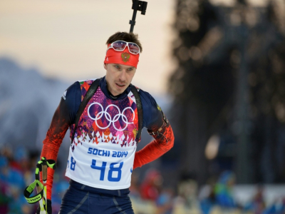 Le Russe Evgeni Ustyugov lors du 20 km individuel lors des Jeux de Sotchi, le 13 février 2014 - Alberto PIZZOLI [AFP/Archives]