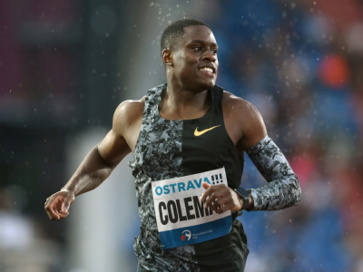 L'Américain Christian Coleman lors du 200 m du meeting d'Ostrava, le 20 juin 2019 - Michal CIZEK [AFP/Archives]