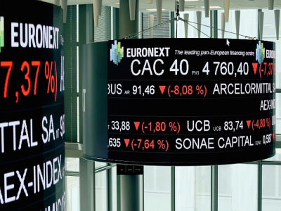 La salle de contrôle d'Euronext, société qui gère la Bourse de Paris - ERIC PIERMONT [AFP/Archives]