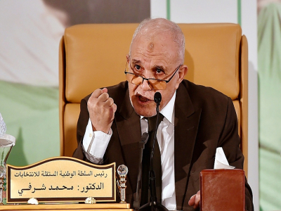 Mohamed Charfi, président de l'Autorité nationale indépendante des élections (ANIE) lors d'un discours à Alger, le 2 novembre 2020 - RYAD KRAMDI [AFP]