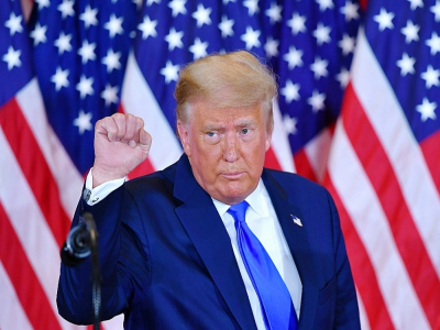 Donald Trump après son allocution depuis les salons de la Maison Blanche, le 4 novembre 2020. - MANDEL NGAN [AFP]