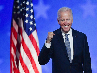 Joe Biden après son discours pendant la nuit de l'élection, le 4 novembre 2020 à Wilmington (Delaware) - ANGELA  WEISS [AFP]