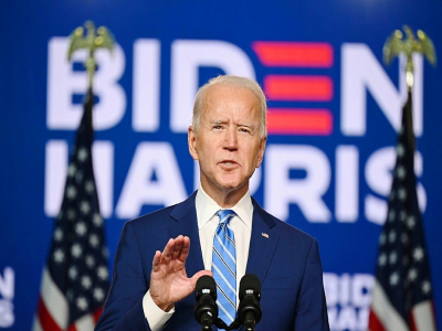Le candidat démocrate Joe Biden fait un discours à Wilmington dans le Delaware, le 4 novembre 2020 - JIM WATSON [AFP]