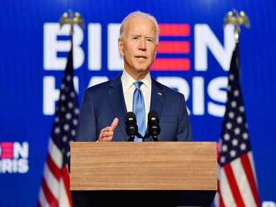 Le candidat démocrate à l'élection pésidentielle américaine Joe Biden fait un discours à Wilmington, le 6 novembre 2020 - Angela Weiss [AFP]