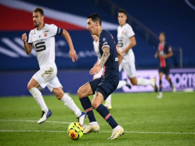 L'attaquant argentin du PSG Angel Di Maria auteur d'un doublé contre Rennes, le 7 novembre 2020 au Parc des Princes - FRANCK FIFE [AFP]