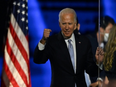 Joe Biden lors de son discours de victoire le 7 novembre 2020 à Wilmington - Jim WATSON [AFP]