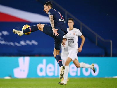 L'ailier du PSG Angel Di Maria s'est illustré lors du choc de Ligue 1 entre Paris et Rennes au Parc de Princes, le 7 novembre 2020 - FRANCK FIFE [AFP/Archives]