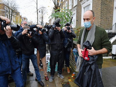 Dominic Cummings devant son domicile le 14 novembre 2020 à Londres - JUSTIN TALLIS [AFP]