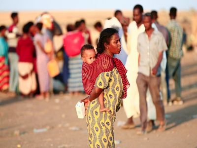 Des Ethiopiens, qui ont fui les combats dans la région du Tigré, dans un camp de réfugiés à Hamdiyet, le 14 novembre 2020 à Kasala, au Soudan - Ebrahim HAMID [AFP]