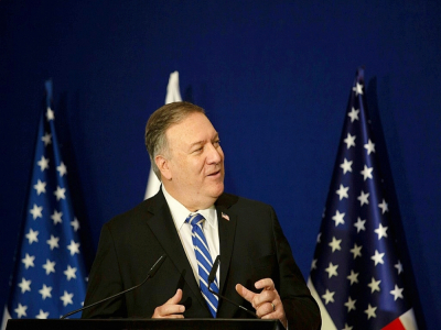 Le secrétaire d'Etat américain Mike Pompeo lors d'une conférence de presse le 19 novembre 2020 à Jérusalem - Maya Alleruzzo [POOL/AFP]