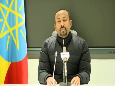 Le Premier ministre éthiopien Abiy Ahmed annonce le lancement des opérations militaires au Tigré à la télévision le 4 novembre 2020 - - [Ethiopian Public Broadcaster (EBC)/AFP/Archives]