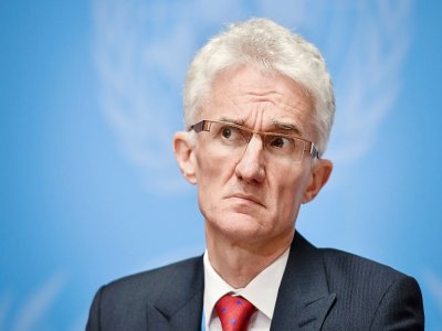 Le responsable des Affaires humanitaires à l'ONU Mark Lowcock en septembre 2018 à Genève - Fabrice COFFRINI [AFP/Archives]