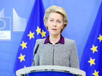 La présidente de la Commission européenne Ursula von der Leyen, lors d'une conférence de presse à Bruxelles le 27 août 2020 sur le Brexit - François WALSCHAERTS [POOL/AFP/Archives]