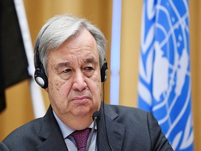 Photo d'archive du secrétaire général de l'ONU Antonio Guterres, le 13 décembre 2018 à Stockholm, en Suède - Jonathan NACKSTRAND [AFP/Archives]