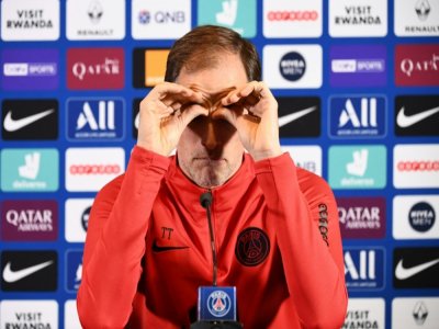 Thomas Tuchel, alors entraîneur du PSG, en conférence de presse le 3 mars 2020 à Saint-Germain-en-Laye - FRANCK FIFE [AFP/Archives]