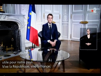 Allocution télévisée du président Emmanuel Macron lors de ses voeux aux Francais, le 31 décembre 2020 - STEPHANE DE SAKUTIN [AFP]