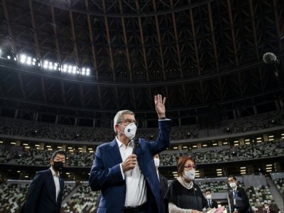 Le patron du CIO Thomas Bach lors de l'inauguration du stade national de Tokyo, la principale enceinte dédiée aux Jeux olympiques japonais, le 17 novembre 2020 - Behrouz MEHRI, BEHROUZ MEHRI [POOL/AFP/Archives]
