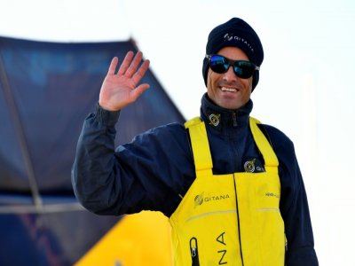 Le navigateur Franck Cammas, avant son départ pour tenter de battre le record du Trophée Jules Verne, tour du monde en équipage, le 9 janvier 2021 au port de Lorient - Fred TANNEAU [AFP]