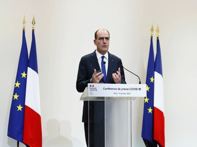 Le Premier ministre Jean Castex lors d'une conférence de presse à Paris le 14 janvier 2021 - THOMAS COEX [POOL/AFP]