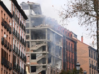 Un immeuble détruit par une explosion à Madrid le 20 janvier 2021 - GABRIEL BOUYS [AFP]