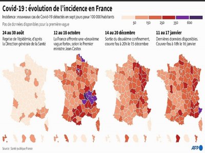 Covid-19 : évolution de l'incidence en France - Maryam EL HAMOUCHI [AFP]