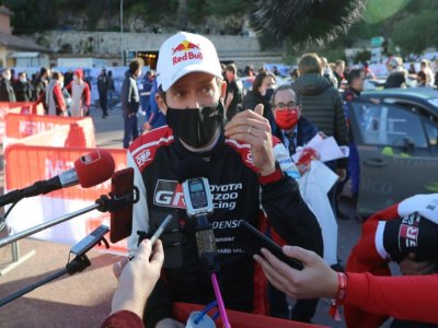 Le pilote Sébastien Ogier lors d'un point presse à l'issue de sa victoire dans le Rallye Monte-Carlo, le 24 janvier 2021 à Monaco - Valery HACHE [AFP]