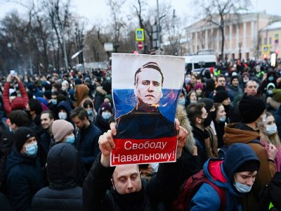 Manifestation en faveur d'Alexeï Navalny à Moscou le 23 janvier 2021 - Kirill KUDRYAVTSEV [AFP]