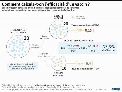 Comment calcule-t-on l'efficacité d'un vaccin ? - Bertille LAGORCE [AFP]