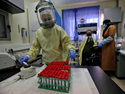 Des échantillons au laboratoire de test du Covid-19 du ministère palestinien de la Santé à Ramallah, le 2 février 2021 - ABBAS MOMANI [AFP]
