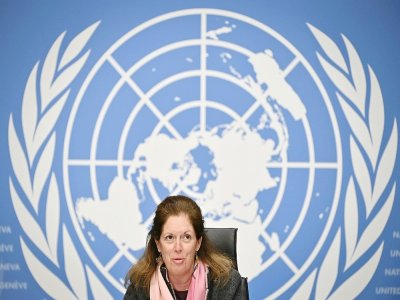 L'émissaire par intérim de l'ONU en Libye Stephanie Williams, le 5 février 2021 à Genève - Fabrice COFFRINI [AFP]
