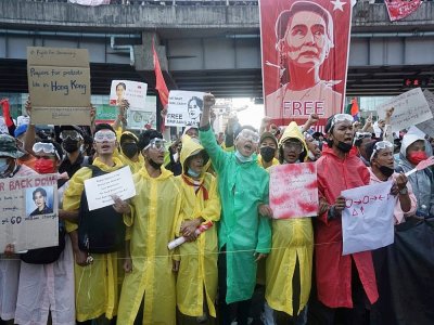 Manifestation à Rangoun le 9 février 2021 - Sai Aung Main [AFP]