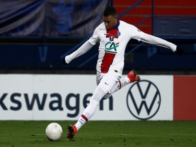 L'attaquant du PSG Kylian Mbappé à Caen en Coupe de France, le 10 février 2021 - Sameer Al-DOUMY [AFP]