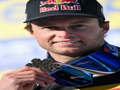 Le Français Alexis Pinturault, médaillé de bronze du Super-G aux Championnats du monde, le 11 février 2021 à Cortina d'Ampezzo (Italie) - François-Xavier MARIT [AFP]