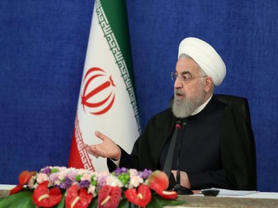 Le président iranien Hassan Rohani lors d'une réunion sur l'évolution de la pandémie de Covid-19, le 13 février 2021 à Téhéran - - [Iranian Presidency/AFP]