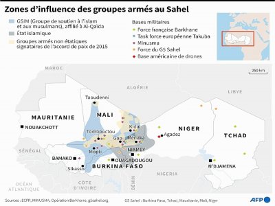 Zones d'influence des groupes armés au Sahel - [AFP]
