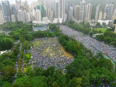 Des manifestants prodémocratie rassemblés à Victoria Park, le 18 août 2029 à Hong Kong - Philip FONG [AFP/Archives]